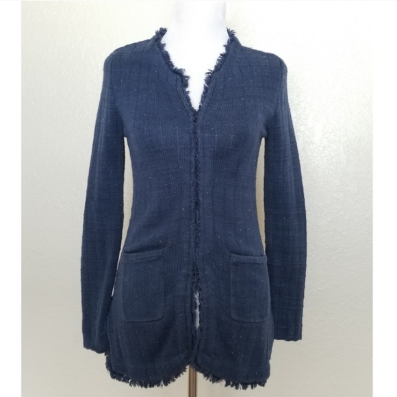 CAbi 181 Blue Dutchess Cardigan Raw Hem Small - Picture 5 of 7